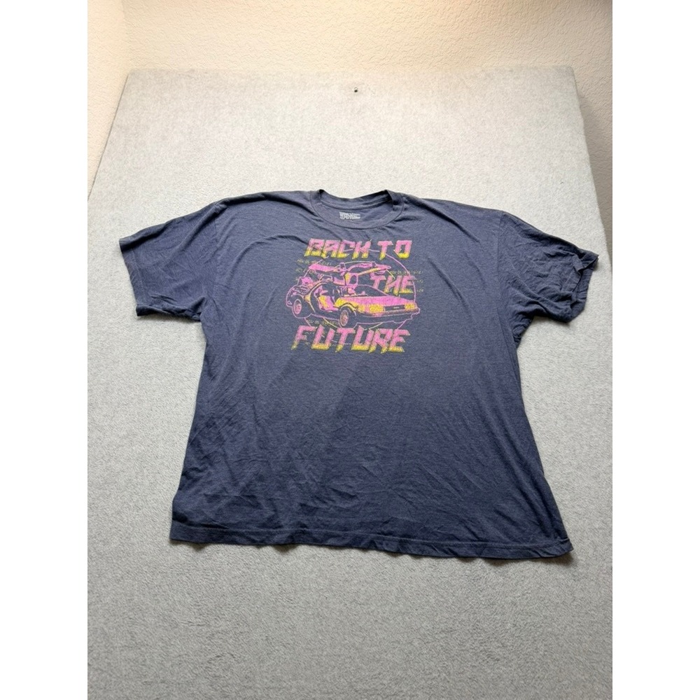 Back to the Future DeLorean Graphic T-Shirt Mens Charcoal Gray Neon Retro Tee